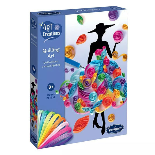 A box with a colorful Sentosphere Quilling Art Dresses kit.