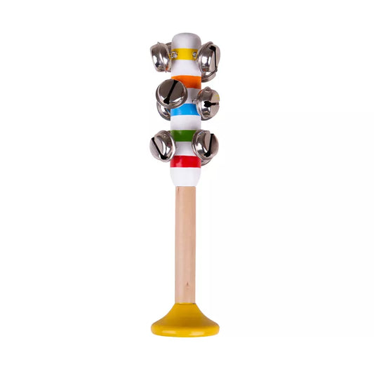 A little wooden toy with a Bell Stick Yellow on top, perfect for little ones.