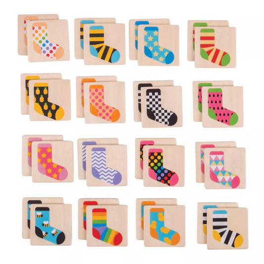 A set of Bigjigs Sock Memo Game puzzles.