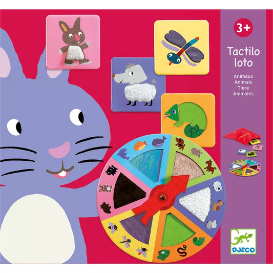 Djeco Tactilo Loto Animals is a tactile educational game that promotes easy identification through the use of textured bodies.