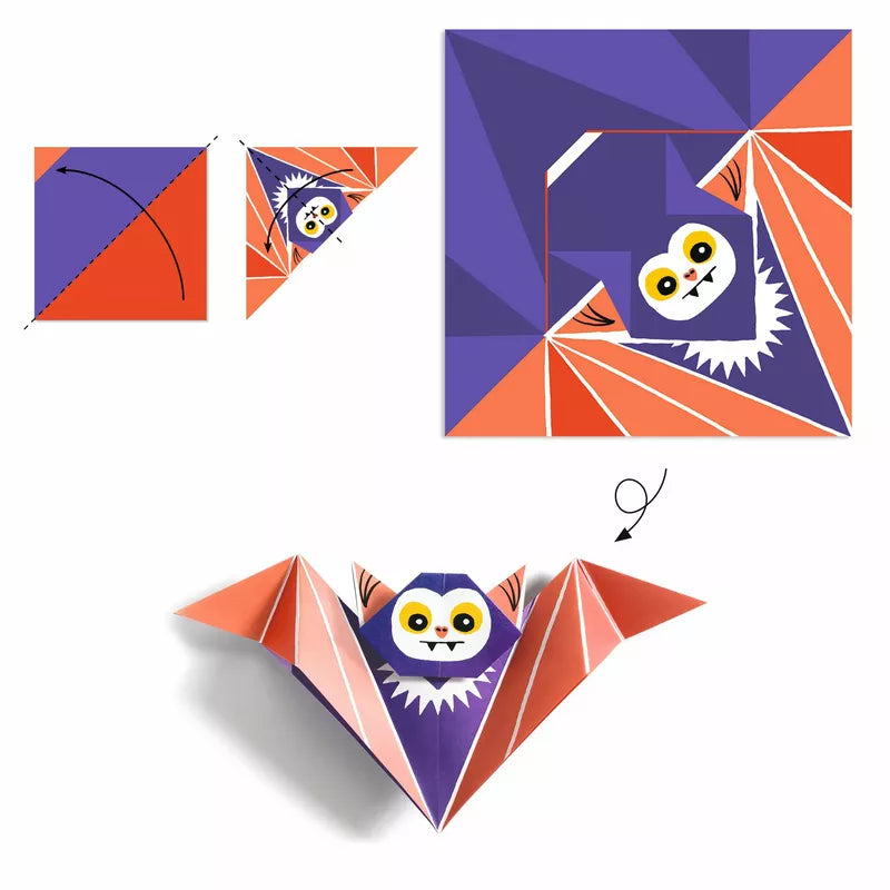 Learn how to make an origami bat using the Djeco Origami Shivers.