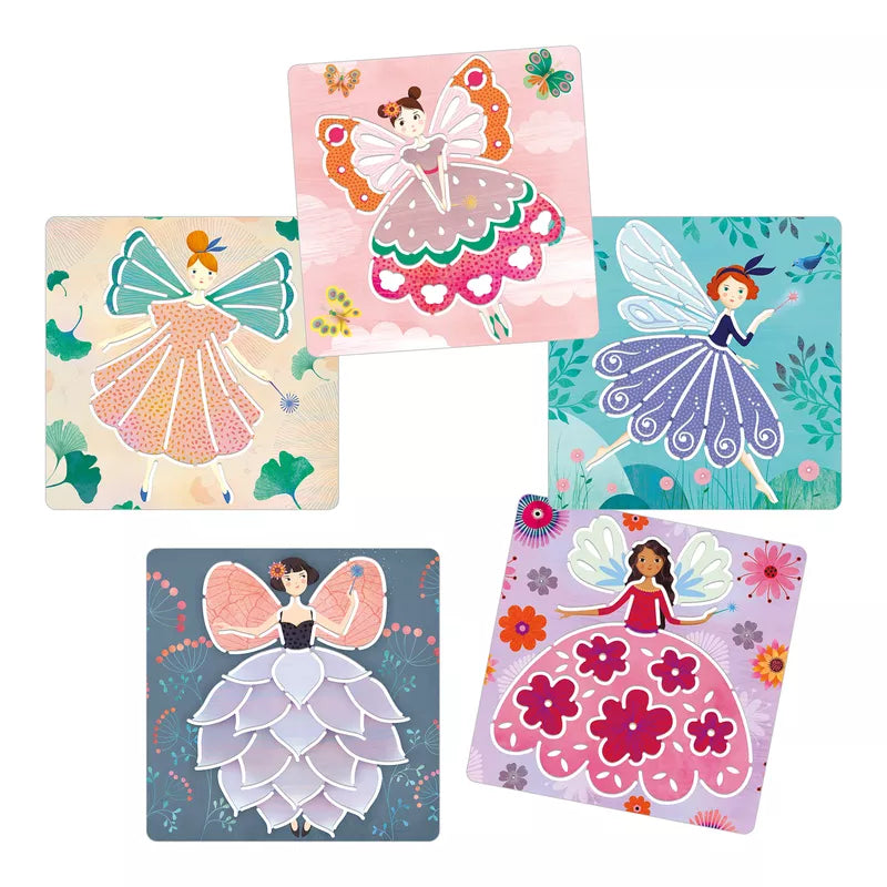 A set of Djeco Stencils Fairies with four different designs.
