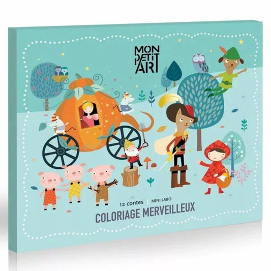 A children's 12 Magic Tales - To colour and hang featuring a magical carriage from fairy tales.