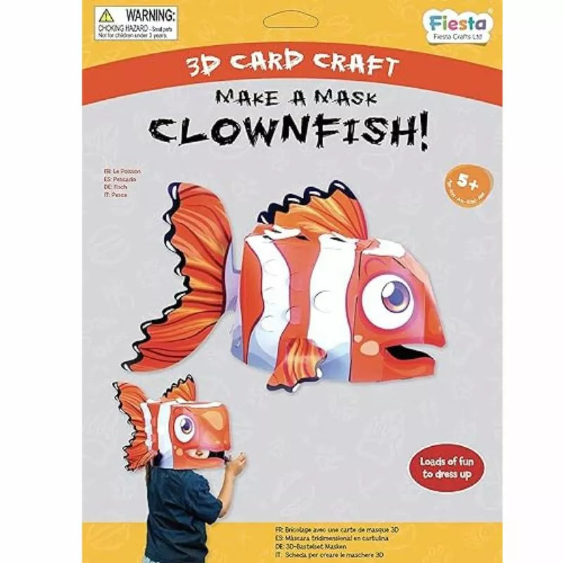 Create a Fiesta Crafts 3D Mask Clownfish masterpiece by making a Fiesta Crafts 3D Mask Clownfish perfect for dressing up.