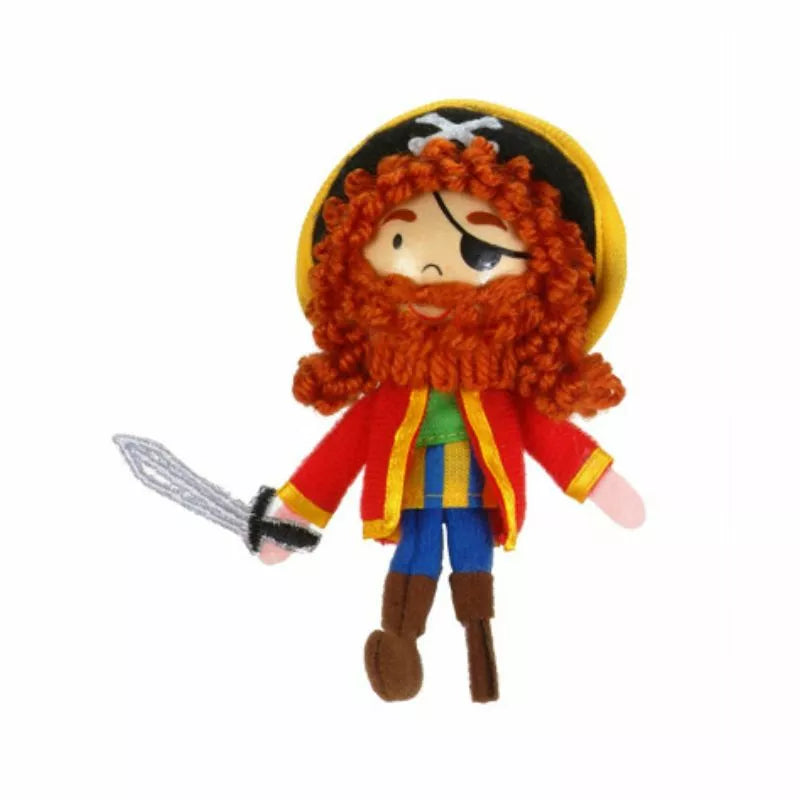a Fiesta Crafts Long John Silver Finger Puppet holding a knife.