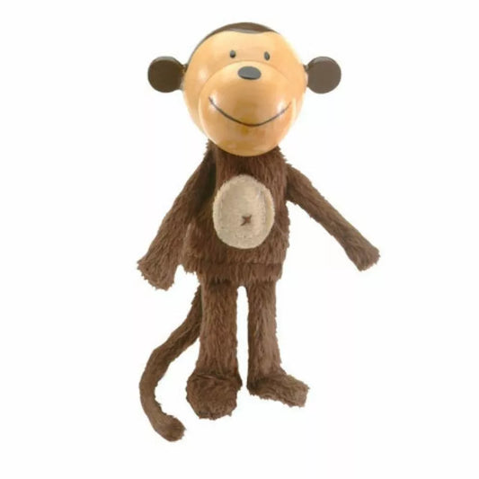 A Fiesta Crafts Monkey Finger Puppet with a big smile on its face.