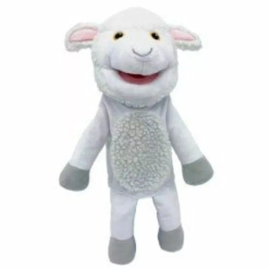 A Fiesta Crafts Sheep Hand Puppet on a white background, perfect for enhancing communication skills.