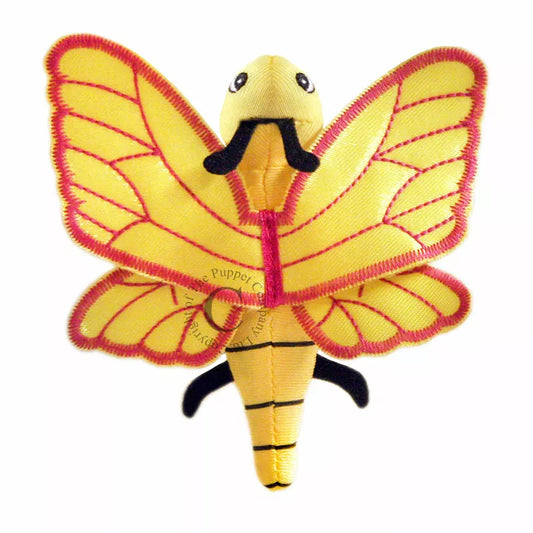 The Puppet Company Yellow Butterfly Finger Puppet on a white background.