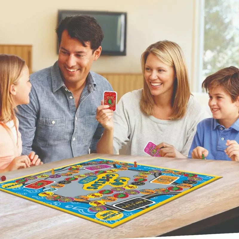 A family playing the Go Genius History Board Game at a table, exploring history together.