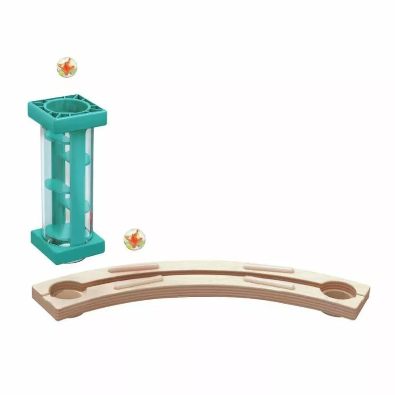 A Hape Castle Escape toy set with a green tower.