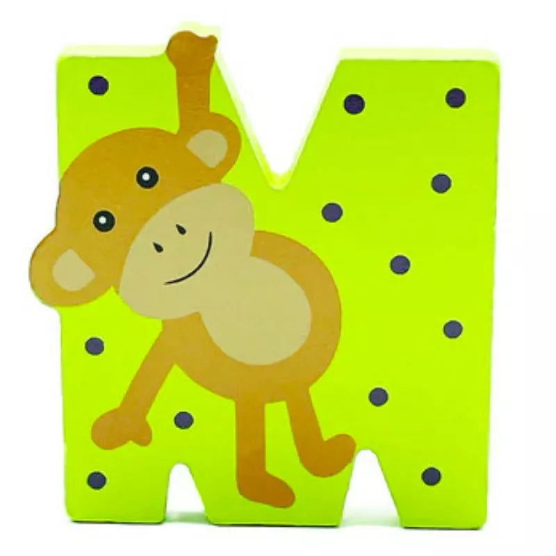 A Wooden Letter Animal – M with a monkey on it.