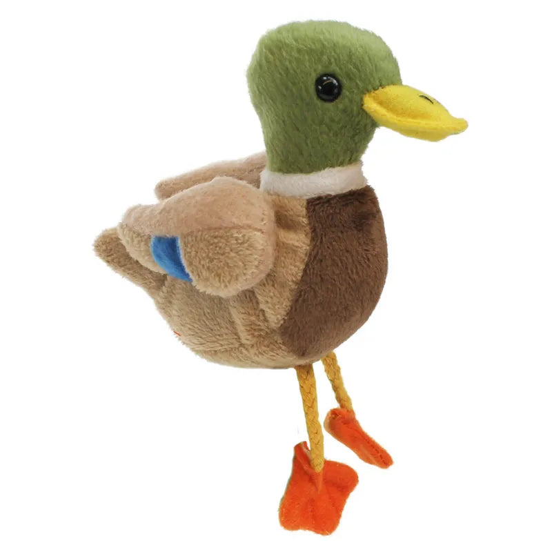 The Puppet Company Mallard Finger Puppet is an ideal storytelling companion, designed with a green head, yellow beak, brown body, and orange feet. Standing upright, it's the perfect soft toy to ignite imagination and fun.