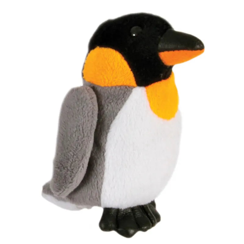 The Puppet Company Penguin Finger Puppet is a charming plush toy perfect for storytelling. It features a black head, orange and yellow neck detailing, gray wings, and a white belly. With black feet to stand upright, this soft toy is both an adorable companion and an interactive entertainer.