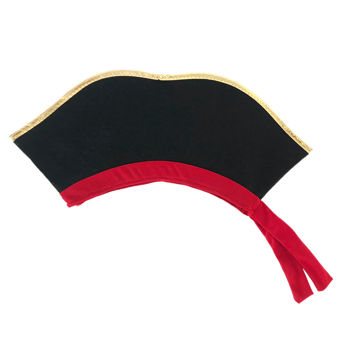 A Liontouch Pirate Hat Captain Cross with a gold trim, perfect as a dress-up accessory for children aged 3-8 years.