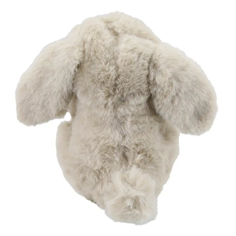 The Wilberry Eco Mini Rabbit is a fluffy, light gray stuffed toy made from eco-friendly materials, shown from the back with floppy ears and a round tail.