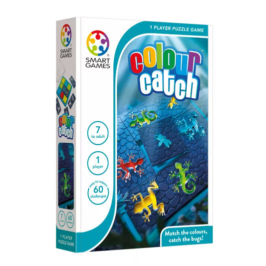 A SmartGames Colour Catch game box that promotes concentration and problem-solving skills.