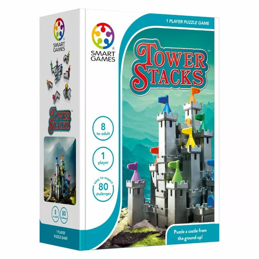 SmartGames Tower Stacks is a thrilling puzzle game that introduces players to the challenges of building a vertical castle using strategically placed puzzle pieces.