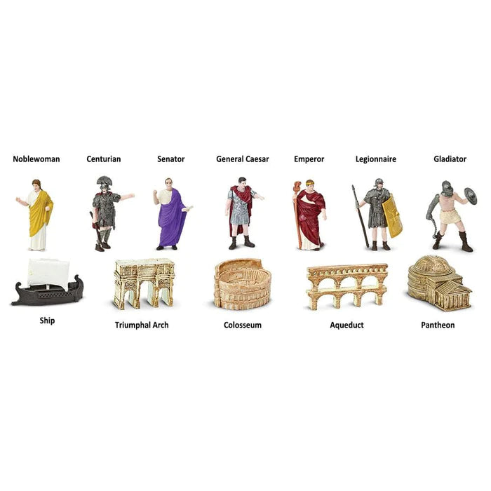 A group of TOOBS® Figurines Ancient Rome depicting different types of architecture.