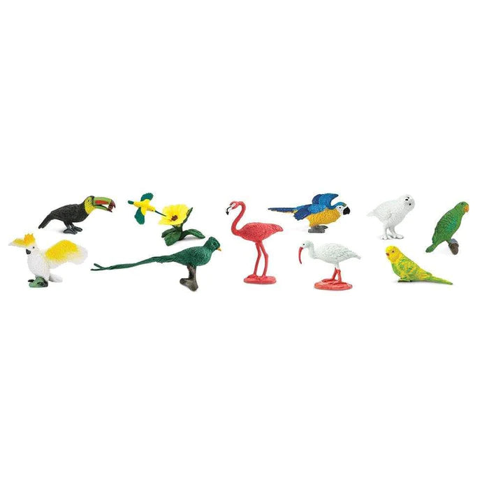a group of TOOBS® Figurines Exotic Birds on a white background.
