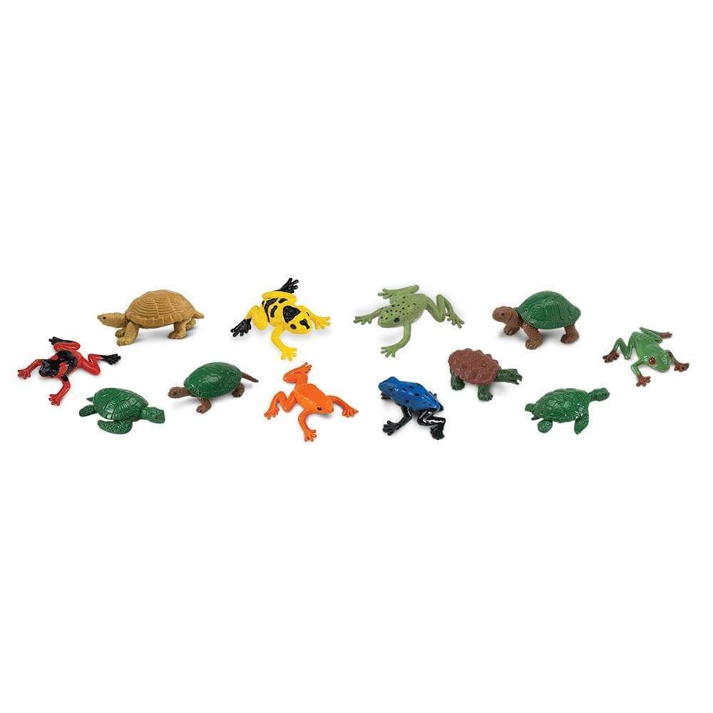 a group of TOOBS® Figurines Frogs & Turtles on a white background.