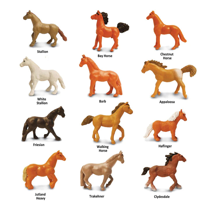a group of TOOBS® Figurines Horses in different colors.