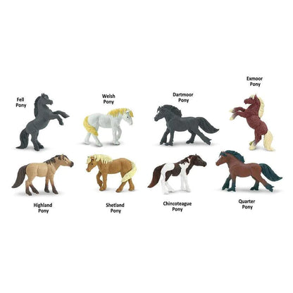 a group of TOOBS® Figurines Ponies in different colors.