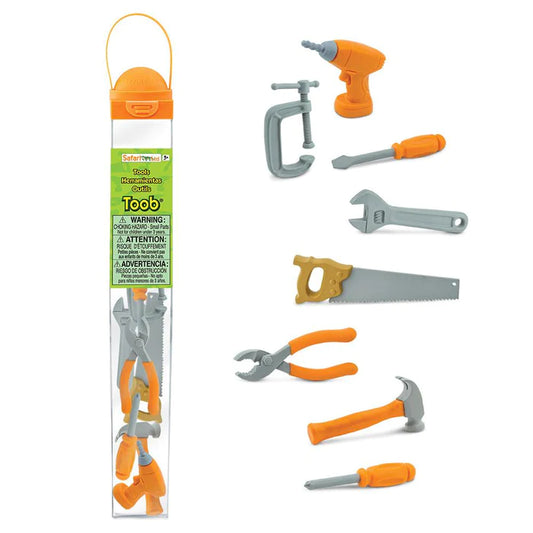 a TOOBS® Figurines Tools set with orange and yellow tools.
