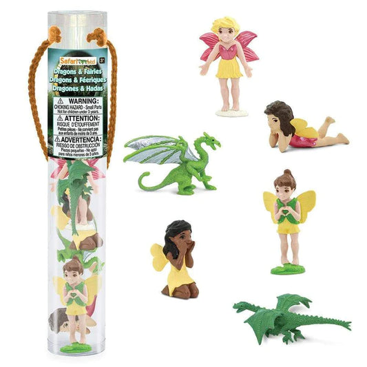 a set of TOOBS® Figurines Fairies & Dragons in a tube.