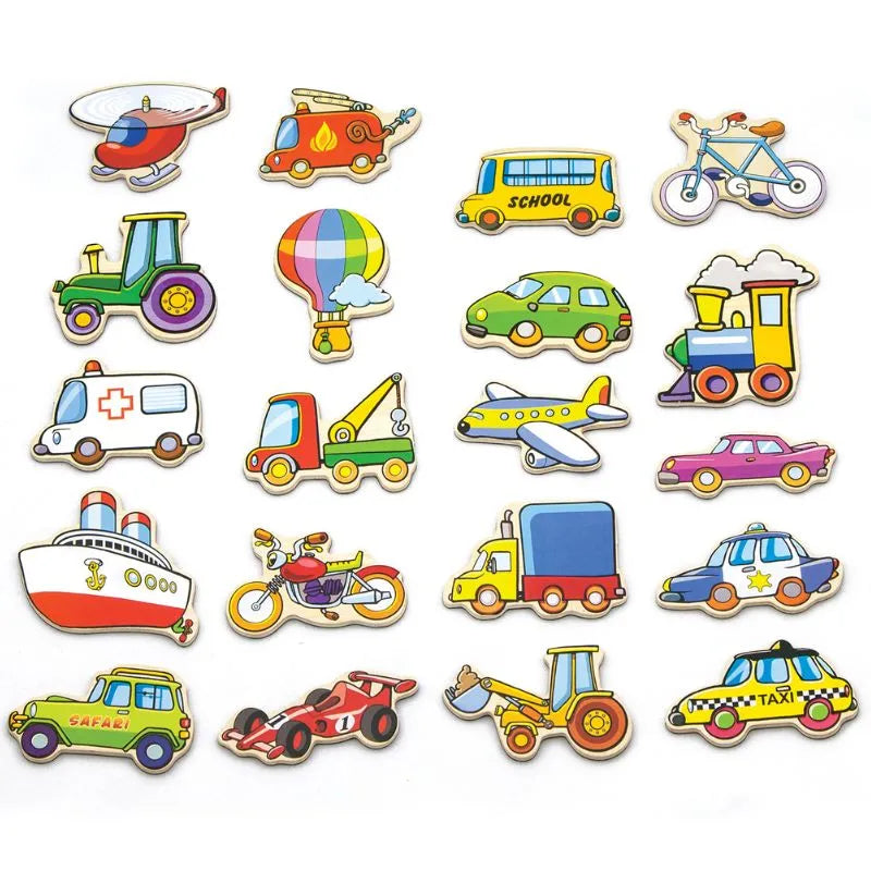 A set of New Classic Toys Magnetic Vehicles - 20 pieces perfect for story-telling and playtime.