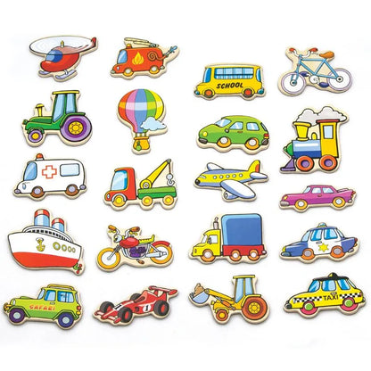 A set of New Classic Toys Magnetic Vehicles - 20 pieces perfect for story-telling and playtime.