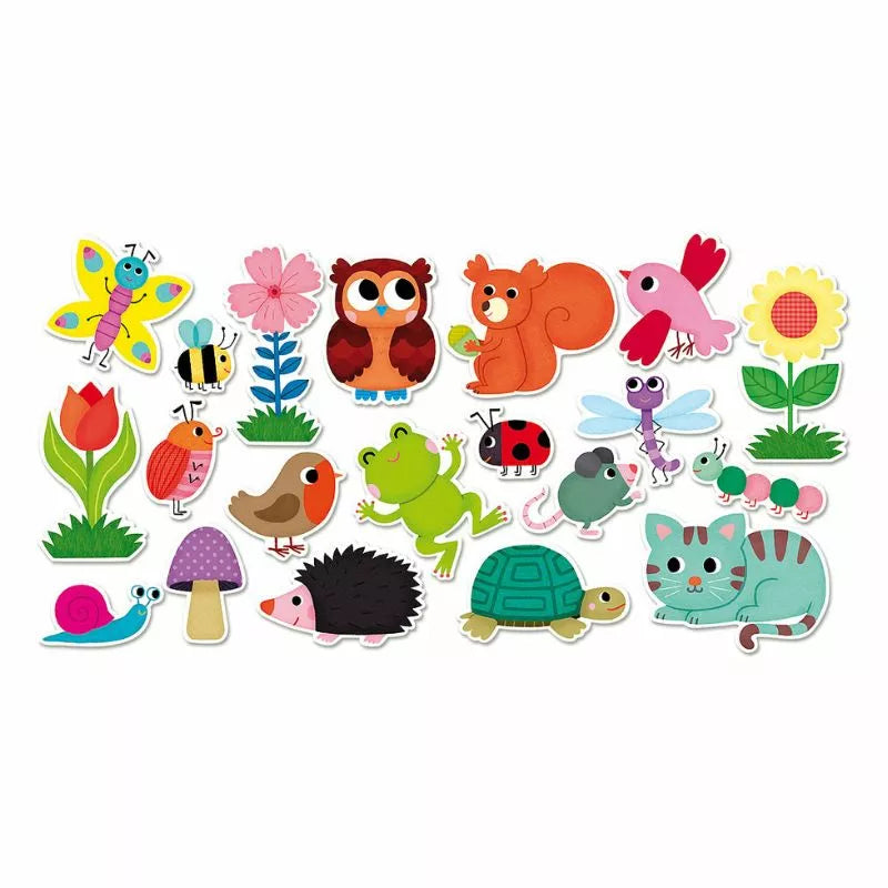a collection of Vilac Garden Magnets on a white background.
