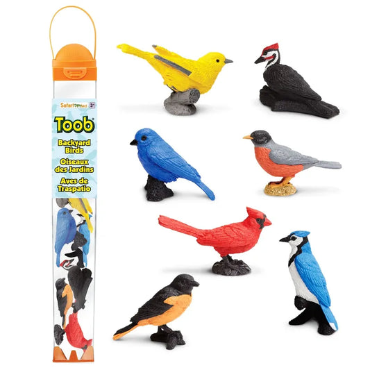 A group of TOOB® Figurines Backyard Birds in plastic.