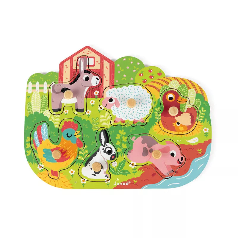Janod Happy Farm Puzzle with farm animals on it.