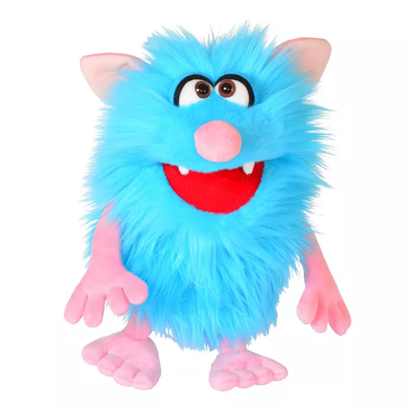 A close up of a Living Puppets Monster Hand Puppet Schorsch on a white background.