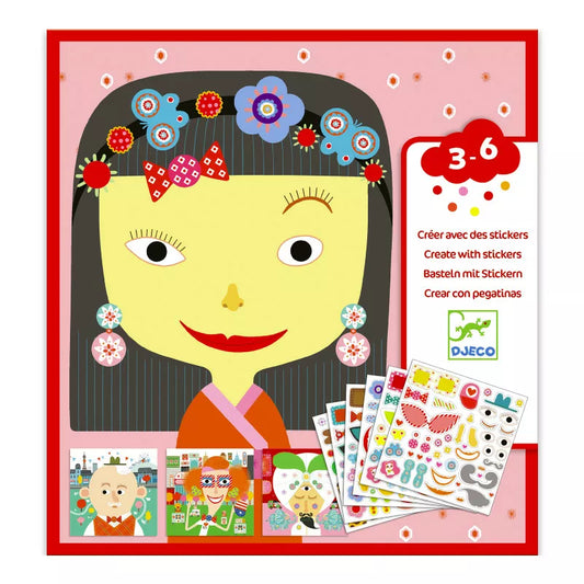 A picture of a girl with flowers in her hair using Djeco's Create with Stickers All different.