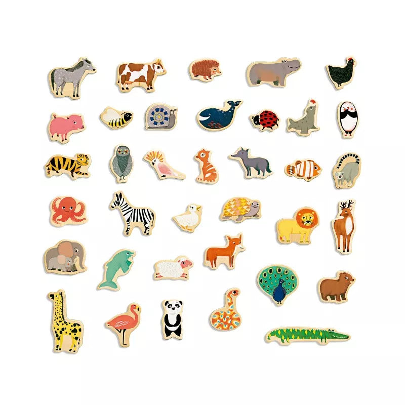 Djeco Magnimo Magnets featuring different types of animals on a white background.