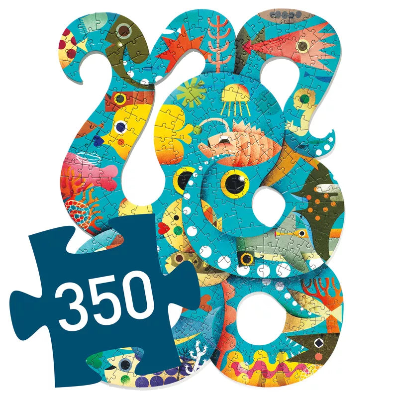 A Djeco Puzz'Art Octopus puzzle piece with the number 350 on it.
