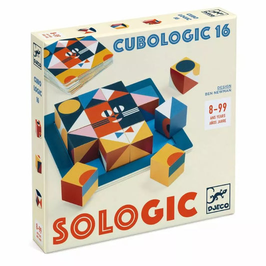 A Djeco box that has the Cubologic 16 Game puzzle on it.