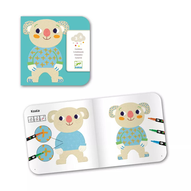 A picture of a Djeco Colouring The Cuties book with a picture of a koala.