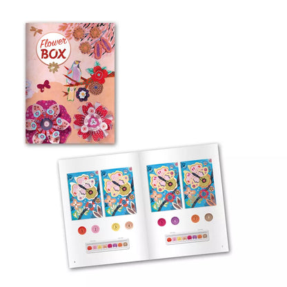A picture of a Djeco Multi Activity Flower Box with buttons and buttons.