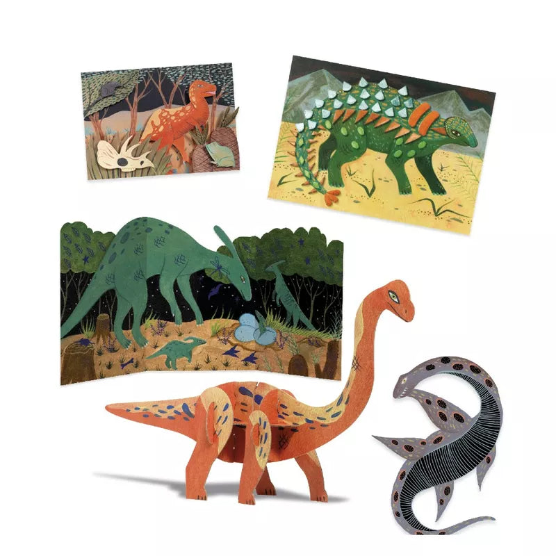 A Djeco Multi Activity Set Dino Box and other dinosaurs.