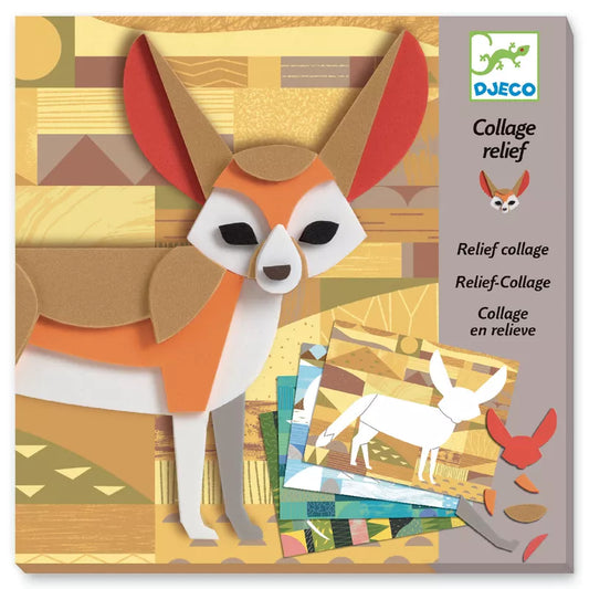 A picture of a Djeco Relief Collage Into the Wild paper craft of a fox.