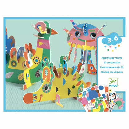 A picture of Djeco Three 3D animals on a table.
