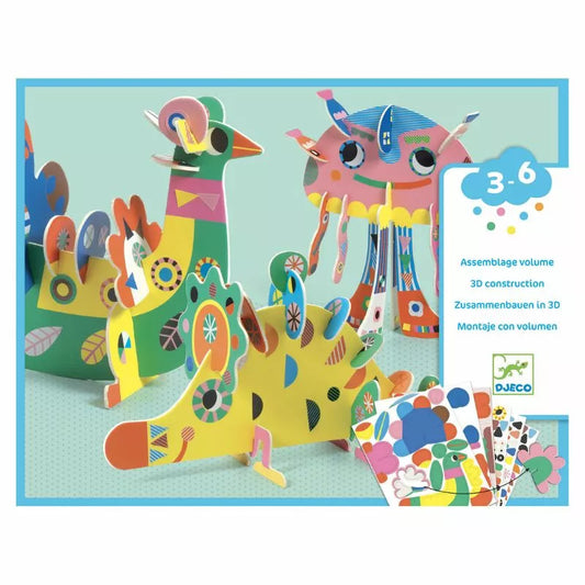 A picture of Djeco Three 3D animals on a table.