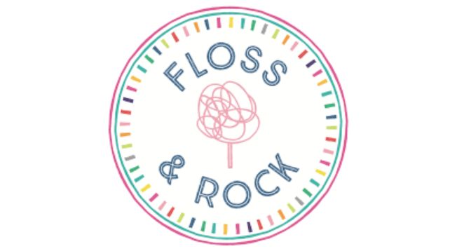 Logo of Floss and Rock in a circular shape.