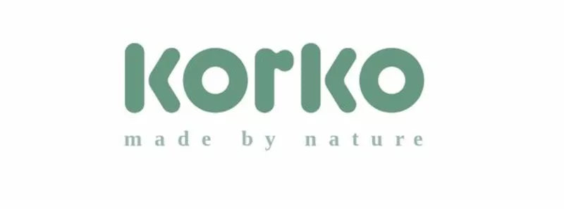 Green "korko" logo in rounded lowercase letters, with the slogan "made by nature" in smaller, spaced-out grey text below on a white background.