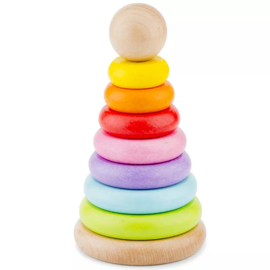 A colorful and engaging New Classic Toys Rainbow Stacking Toy with a focus on fine-motor skills development.