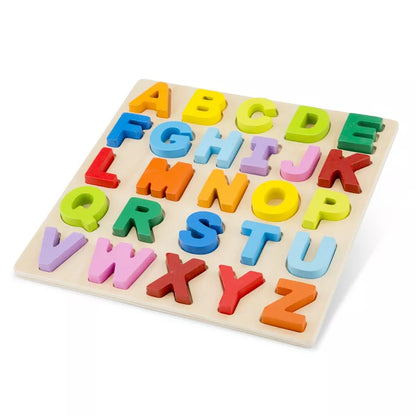 A New Classic Toys Alphabet Puzzle Uppercase with colorful letters on it.