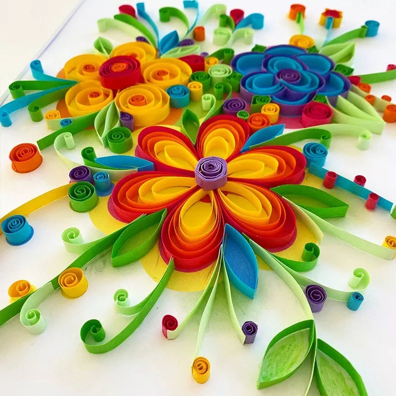 A colorful toy Sentosphere Quilling Art Flowers made out of quilling paper.