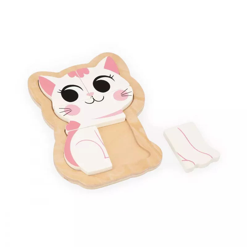 Janod 4 Progressive Puzzles - Pet-shaped toy cushion with a detached armrest on a white background.